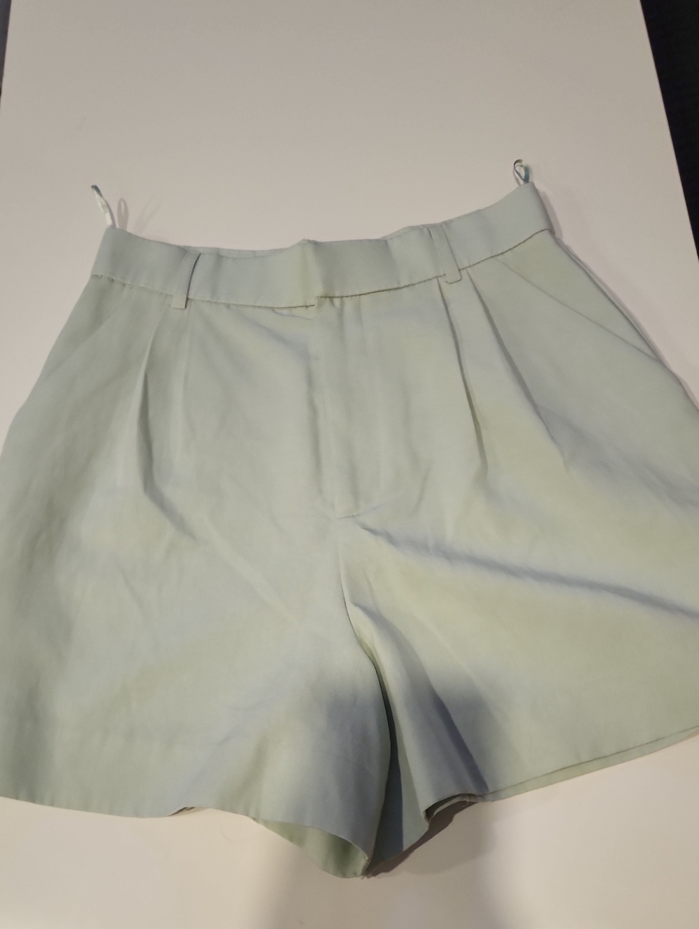 Zara Light Mint High-Rise Pleated Women’s Shorts